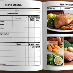** A well-organized budget sheet with categories like "rent," "bills," "groceries," and "entertainment." Highlight areas showing potential savings, like eating out less or canceling unnecessary subscriptions. The scene should feel practical and financially conscious.

**