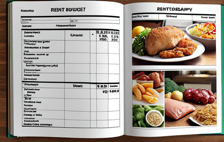 ** A well-organized budget sheet with categories like "rent," "bills," "groceries," and "entertainment." Highlight areas showing potential savings, like eating out less or canceling unnecessary subscriptions. The scene should feel practical and financially conscious.
**